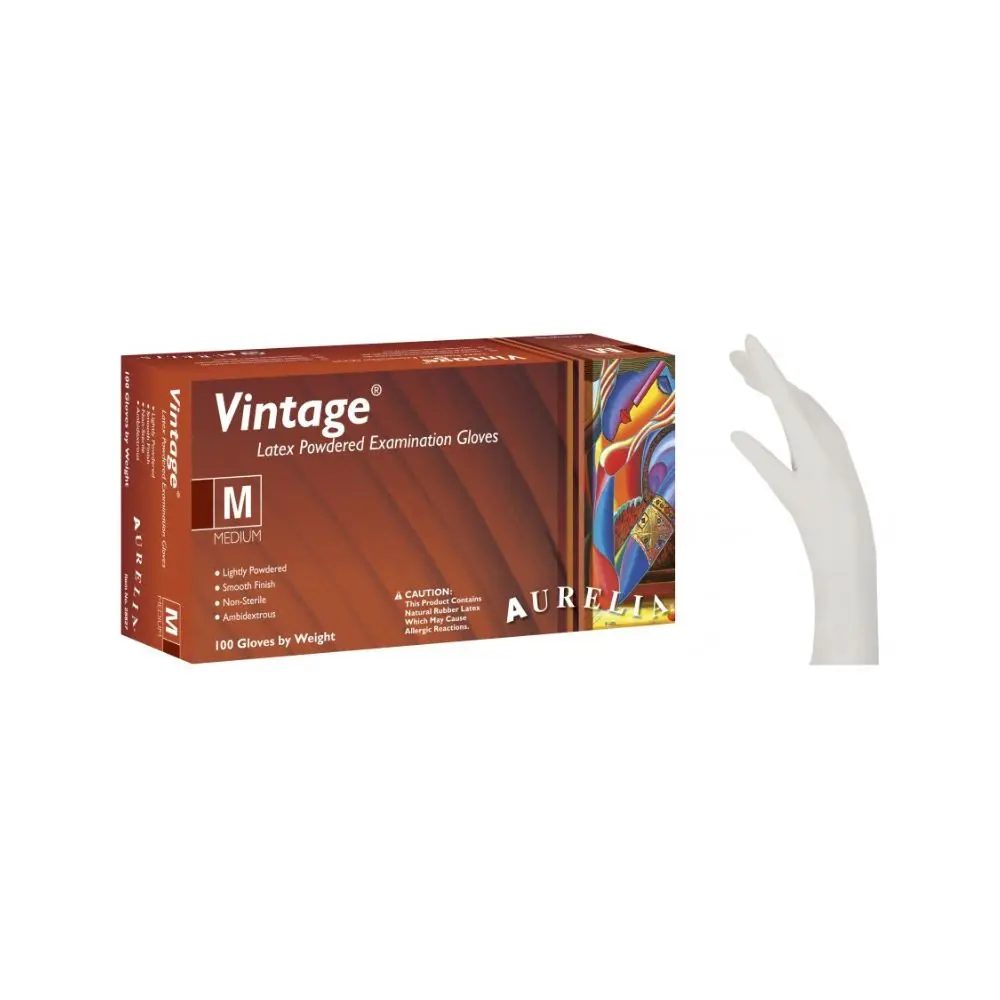 Aurelia Vintage gepuderte Latexhandschuhe Weiß (100 Stück)