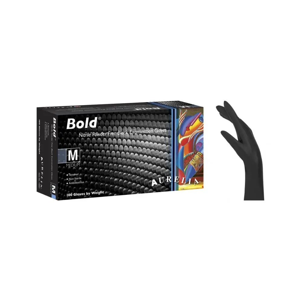 Aurelia Bold Nitrile Gloves Powder Free Black (100pcs)