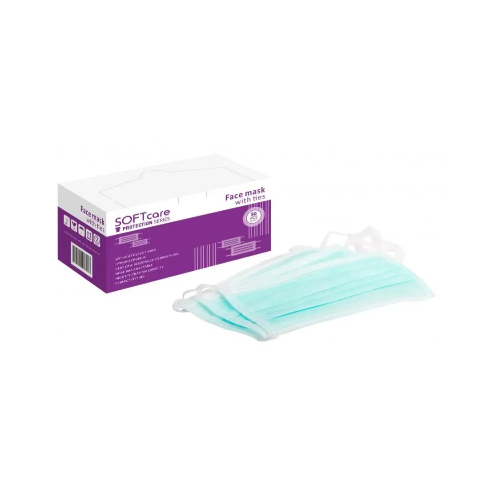 Bournas Medicals SOFTcare Μάσκα 3ply Δετή (50τμχ) ΜΠΛΕ