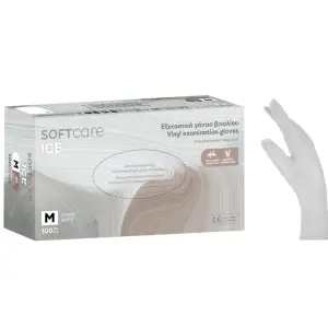 Soft Care ICE Vinyl Gloves – White powder free size Small (100pcs)