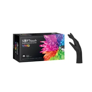 Bournas Medicals Soft Touch Vivid Powder Free Nitrile Gloves Black (100pcs)