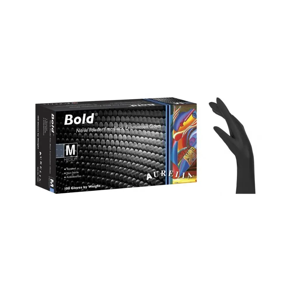 Aurelia Bold Nitrile Gloves Powder Free Black (100pcs)