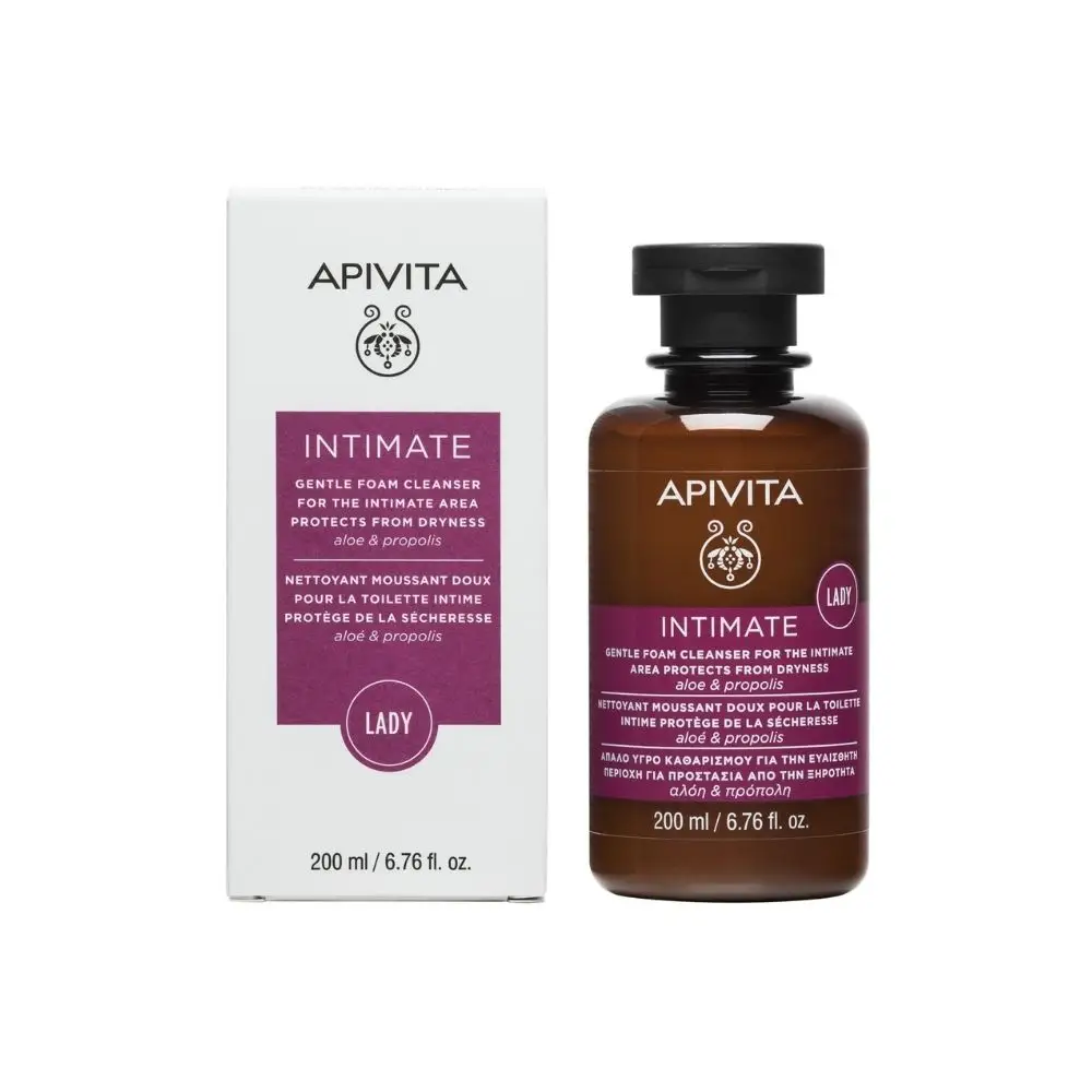 Apivita Gentle Foam Cleanser за интимна зона предпазва от изсушаване с алое и прополис 200 мл