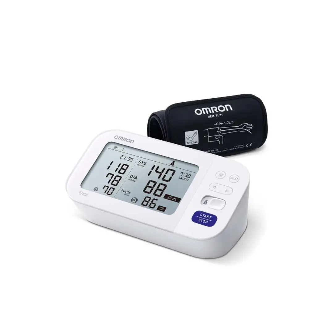 Misuratore di pressione sanguigna OMRON M6 ComfortArm con rilevamento della fibrillazione atriale HEM-7360-E