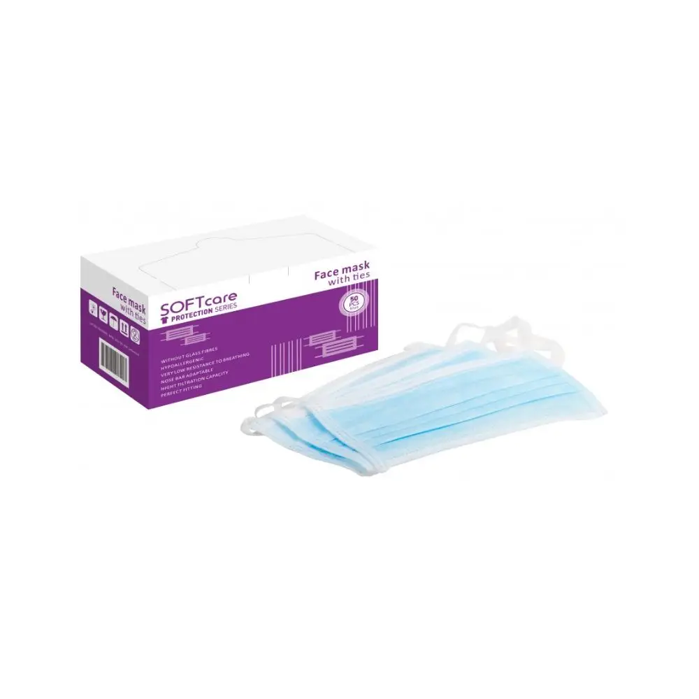 Bournas Medicals SOFTcare Μάσκα 3ply Δετή (50τμχ) ΜΠΛΕ